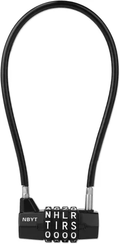 Vista 6 de Cerradura de combinación reiniciable de 4 palabras, cerradura de letra, candado de seguridad para el hogar con cable antirrobo de 0.197 in