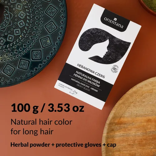 Vista 7 de Orientana Polvo de henna para cabello - Henna negro natural - Negro ébano 3.5 oz Ébano negro