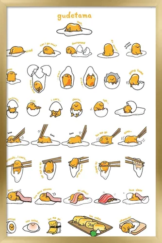 Vista 9 de Trends International - Póster de Gudetama con diseño de cuadrícula, para pared, 14.725 x 22.375 pulgadas, versión con marco de madera tipo granero