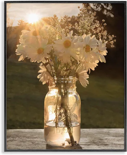 Vista 13 de Stupell Industries Warm Meadow Daisies Mason Jar Flores de picnic rurales, diseño de Lori Deiter Stupell Industries White, 11 x 14 Inches, Easy
