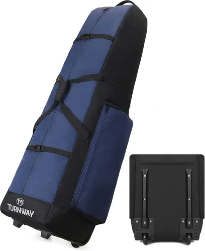 Vista 9 de TurnWay Bolsa de viaje de golf acolchada plegable, bolsa de golf de poliéster 900D resistente al agua, bolsa de transporte de golf con ruedas