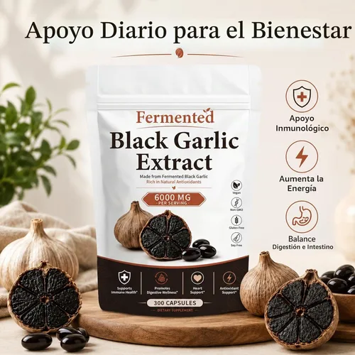 Vista 3 de Extracto de ajo negro fermentado, cápsulas blandas de ajo negro premium, 300 cápsulas