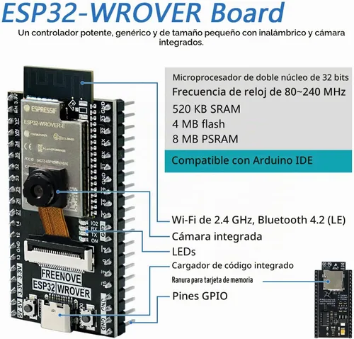 Vista 3 de Freenove Kit básico de inicio para ESP32 CAM (incluido), microcontrolador de doble núcleo de 32 bits y 240 MHz, cámara inalámbrica integrada, código