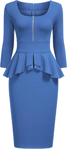 Vista 4 de Miusol - Vestido de mujer estilo retro con cuello cuadrado y volantes