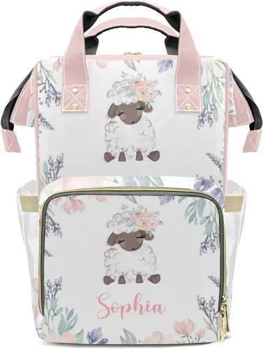 Vista 8 de Mochila de pañales Rainbow Ballerina con nombre, bolsa multifunción de gran capacidad para mamá, papá, unisex, niño y niña, Diseño 3, Personalizado