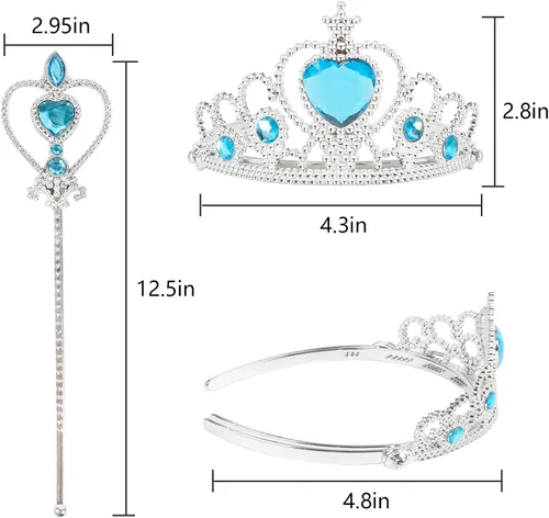 Vista 2 de Princess Dress Up Accessories Princess Wands and Crowns for Little Girls Tiara Wand Set Party Supplies