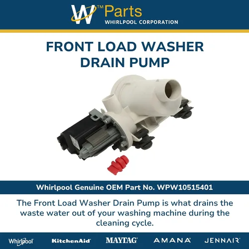 Vista 4 de Whirlpool Bomba de drenaje de lavadora de carga frontal OEM WPW10515401