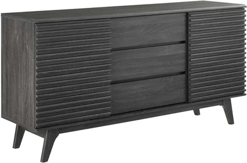 Vista 21 de Modway Render - Mueble moderno de mediados de siglo para mesa de bufé o TV de 160 cm, color nogal