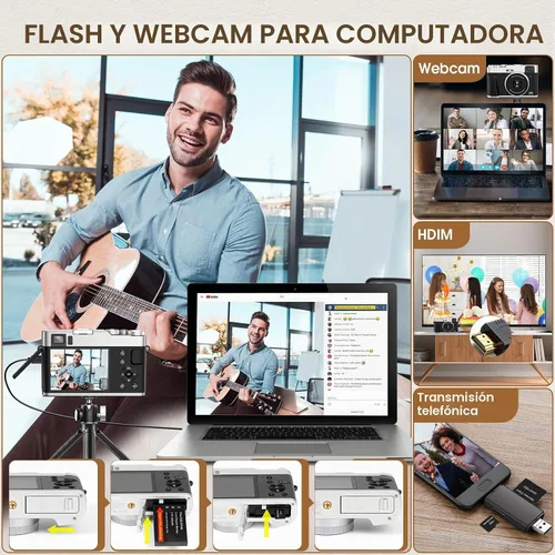 Vista 7 de Cámara digital 4K 48MP mejorada con enfoque automático de tarjeta SD
