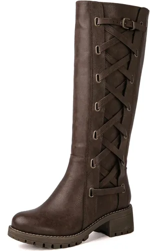 Vista 10 de GLOBALWIN Botas de moda con cordones en la espalda para mujer, altura hasta la rodilla, para otoño e invierno 22yy08 Negro