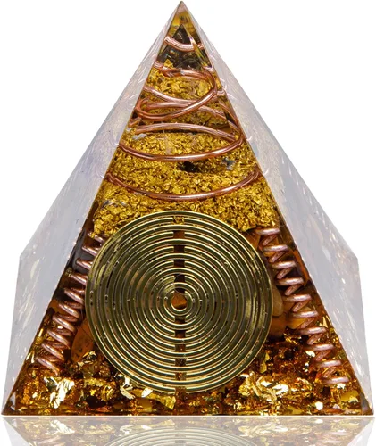 Vista 6 de DRTMLY Pirámide de cristal de orgonita, generador de energía curativa, alivio del estrés, buena suerte y riqueza (amatista)