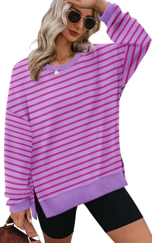 Vista 19 de XIEERDUO Sudaderas de gran tamaño para mujer, estilo casual, cuello redondo, manga larga, cómodas 01-Negro