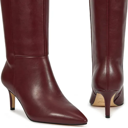 Vista 52 de wetkiss Botas altas hasta la rodilla para mujer, con tacón de gatito y diseño de punta puntiaguda, clásicas y sexys