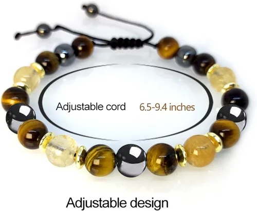 Vista 5 de Pulsera de sanación para aliviar la hematita, pulsera de triple protección