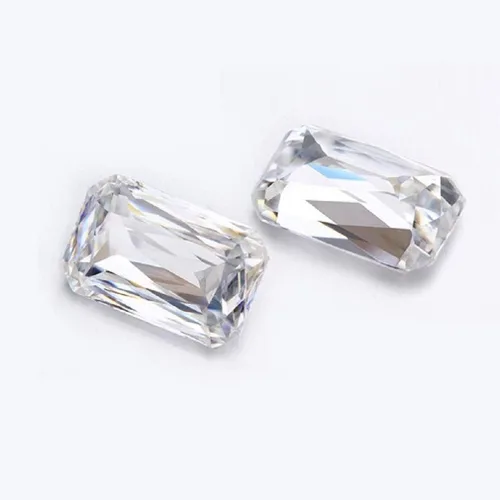 Vista 4 de ERAA Jewel - Moissanita suelta de 1 quilate, diamante de moissanita incoloro, claridad VVS1, piedra preciosa brillante de corte cruzado esmeralda