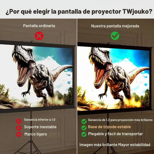 Vista 9 de Pantalla de proyector con soporte de trípode, pantalla de cine para interiores, pantalla de proyección portátil de 80 pulgadas, pantalla 4K lavable