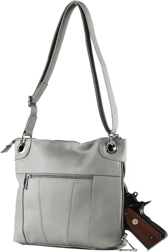 Vista 4 de Roma Leathers - Bolso bandolera con cierre torcido, talla única , Gris