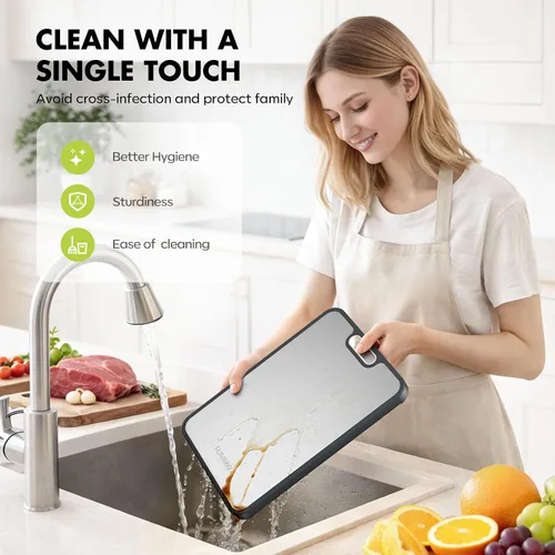Vista 7 de SUMZZZ Tabla de cortar de titanio, Titanio/PP de grado alimenticio 15 "×