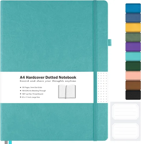 Vista 17 de Cuaderno de papel cuadriculado, cuaderno de tapa dura de 8.5 x 11, cuaderno de cuadrícula para mujeres, hombres, diarios grandes de cuero
