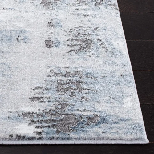 Vista 4 de SAFAVIEH Craft Collection - Alfombra para pasillo, 2.3 x 8 pies, azul y gris, diseño abstracto moderno, no desprende pelusa y de fácil cuidado