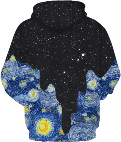 Vista 2 de BarbedRose Sudaderas unisex con estampado digital 3D con capucha y diseño de galaxia