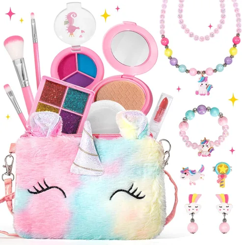 Vista 12 de ULOVEME Umicorn - Kit de maquillaje real para niñas pequeñas, juguete de maquillaje real, no tóxico, lavable, regalo para cumpleaños de niñas de 3
