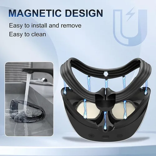 Vista 4 de Interfaz facial magnética para PSVR 2 de liberación rápida cubierta de cara soporte de carcasa para gafas PS VR2 accesorios antiarañazos