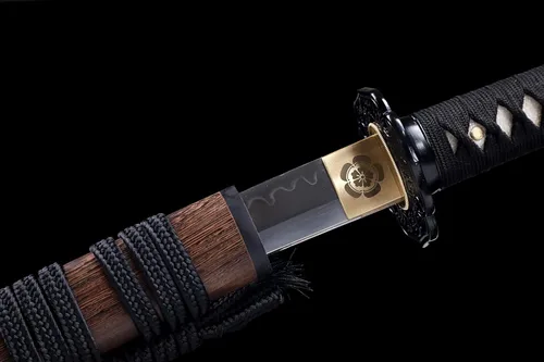 Vista 3 de Tanto Sword - Espada corta hecha a mano de arcilla katana templada de acero T10 real Hamon espada samurái de espiga completa afilada