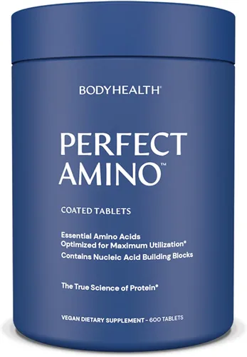 Vista 10 de BodyHealth PerfectAmino (150 unidades) Tabletas fáciles de tragar, suplemento de aminoácidos esenciales con BCAA, proteína vegana para entrenamiento
