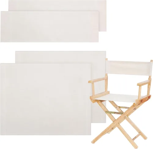Vista 6 de Juego de 2 sillas de repuesto de lona de director, asiento y respaldo de silla de maquillaje, protector de taburete de lona de algodón para silla