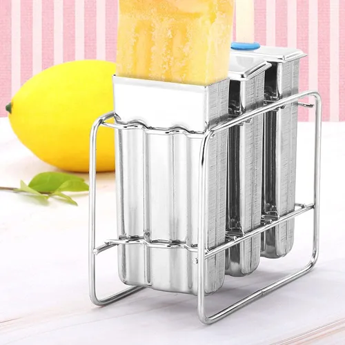 Vista 3 de 3Pcs Stainless Steel Ice Cream Mold, Household DIY Ice Lolly Mold Kitchen Tool Popsicles Mold with Cleaning Brush Kit for Kitchen