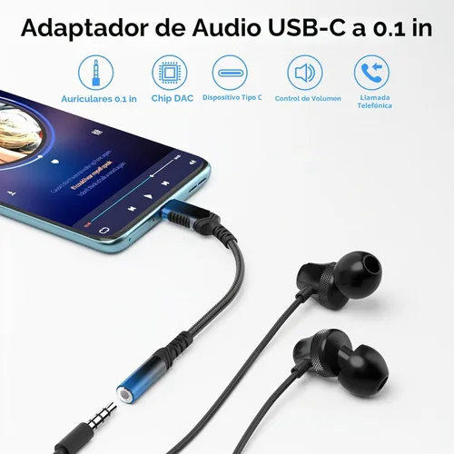 Vista 2 de iMangoo Adaptador de audio USB tipo C a 0.1 in para Motorola Edge+ Android