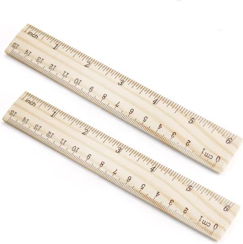 Vista 7 de Utoolmart 2 reglas rectas de madera, regla de escala de doble cara de 6 pulgadas, herramienta de medición para ingeniería, arquitecto de oficina