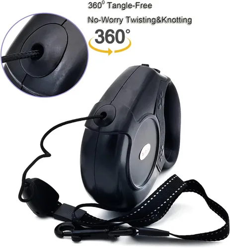 Vista 3 de Correa retráctil para perro de 26 pies, cable largo sin enredos de 360° para mascotas, mango antideslizante para perros pequeños, medianos