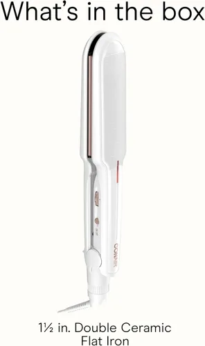 Vista 8 de Conair - Plancha para el cabello, doble cerámica, platos extra anchos de 1 Blanco