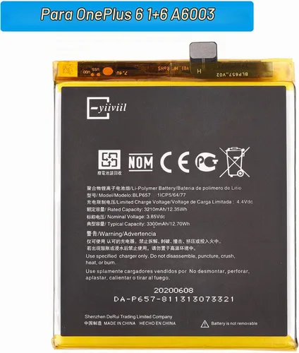 Vista 2 de Nueva batería de repuesto BLP657 compatible con OnePlus 6 1+6 A6003 con herramienta