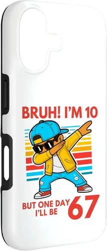 Vista 3 de Bruh I'm 10 But One-Day I'll Be 67 Retro 10th Birthday Kids Case for iPhone 17