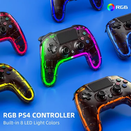 Vista 2 de Honghao Custom Controllers For PS4 with Hall Trigger and 8 Color Changing LED Lights, Wireless PS4 Remote Dual 4 Shock Aimbot Joystick Controller