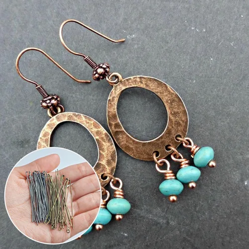 Vista 5 de 600 Piezas Alfileres de Cabeza Plana de Ojo de 2 Pulgadas para Hacer Joyas DIY, Alfileres de Cabeza Rectos de Bronce y Metal Negro para Manualidades