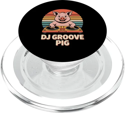 Vista 7 de DJ Groove Pig Retro Turntable Vinyl Club Music PopSockets Adhesive PopGrip