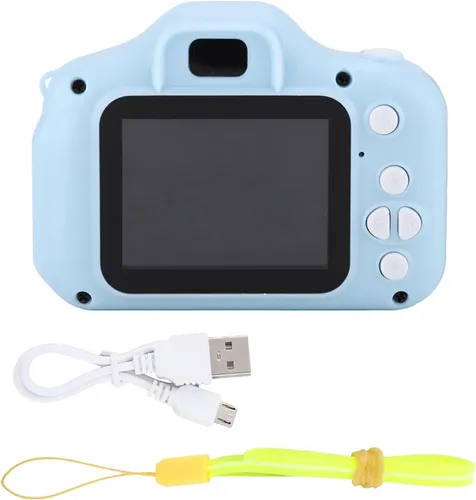 Vista 2 de Cámara para niños en miniatura para cámaras, pequeña, portátil, digital, desechable, pequeño juguete de video y alrededores (azul)