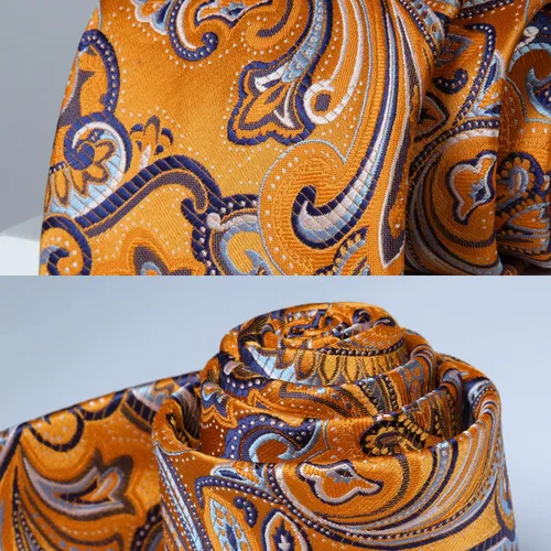 Vista 133 de HISDERN Corbatas para hombre, corbata de cachemira y bolsillo cuadrado tejido clásico floral para hombre, corbata de fiesta de boda
