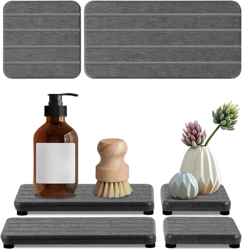 Vista 8 de Bandeja de piedra absorbente de agua para fregadero, bandeja de fregadero de piedra de secado rápido, bandejas de diatomita absorbentes de agua