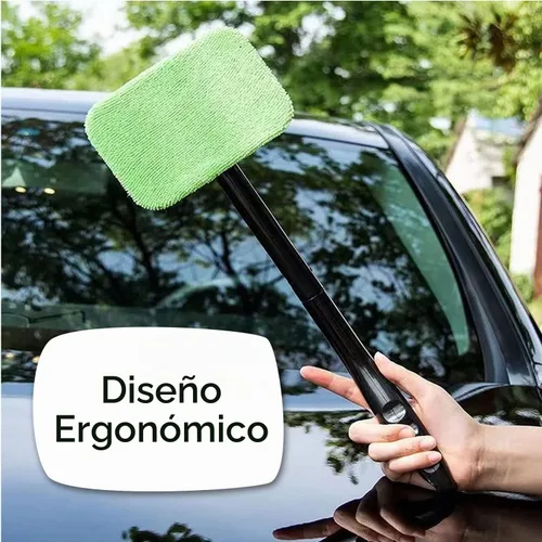 Vista 7 de Herramienta de limpieza para parabrisas, microfibra, mango de 16 pulgadas, bonete adicional