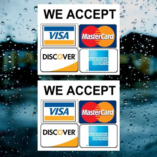 Vista 3 de eSplanade We Accept Visa, MasterCard, Amex and Discover - Adhesivo adhesivo para tarjetas de crédito, fácil de montar, resistente a la intemperie