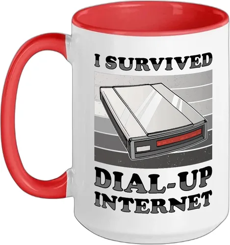 Vista 12 de 90s Nostalgia Retro 90s Dial Up Internet Vintage Ceramic Mug, Black/White, 11oz
