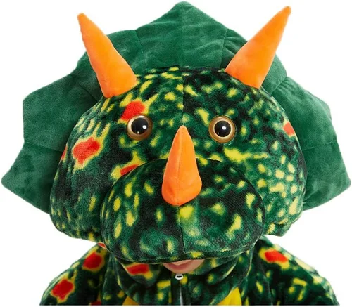 Vista 5 de Triceratops - Pijama de animal para Halloween, disfraz de animal para adultos, de dibujos animados, de una pieza, unisex