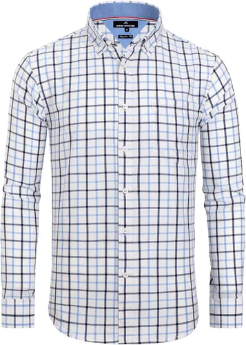 Vista 26 de Alimens & Gentle - Camisas a cuadros con botones para hombre, camisas de vestir de manga larga, de algodón, corte estándar Negro (Black Gingham)
