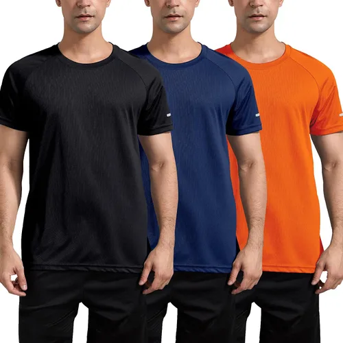Vista 2 de Paquete de 1 o 3 camisetas de entrenamiento para hombre, camisetas de manga corta que absorben la humedad, camisetas deportivas de manga corta