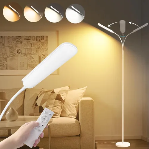 Vista 17 de marctronic Lámpara de pie LED gris, 18W 1800LM Lámparas de pie brillantes con control remoto y funciona con enchufe inteligente, luz de lectura Gris
